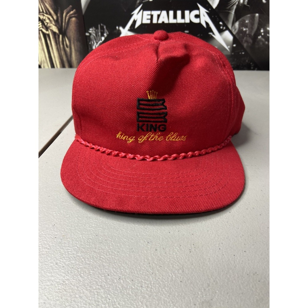 Vintage BB King King Of The Blues Adjustable Strapback Cap‎ Hat Worldwide Red